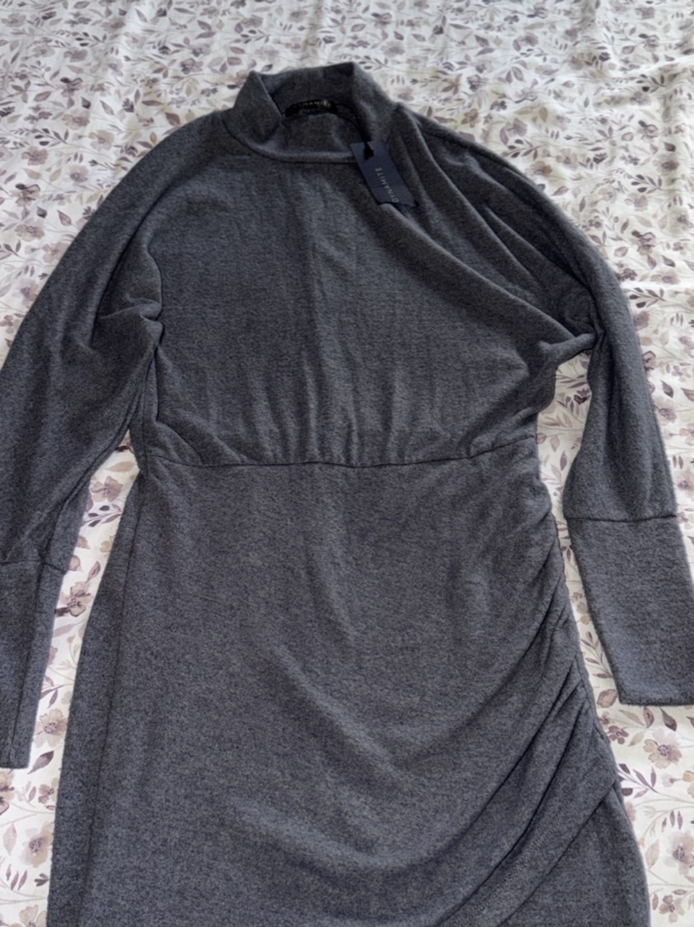 Dynamite Charcoal Gray Long-Sleeve Mock Neck Dress